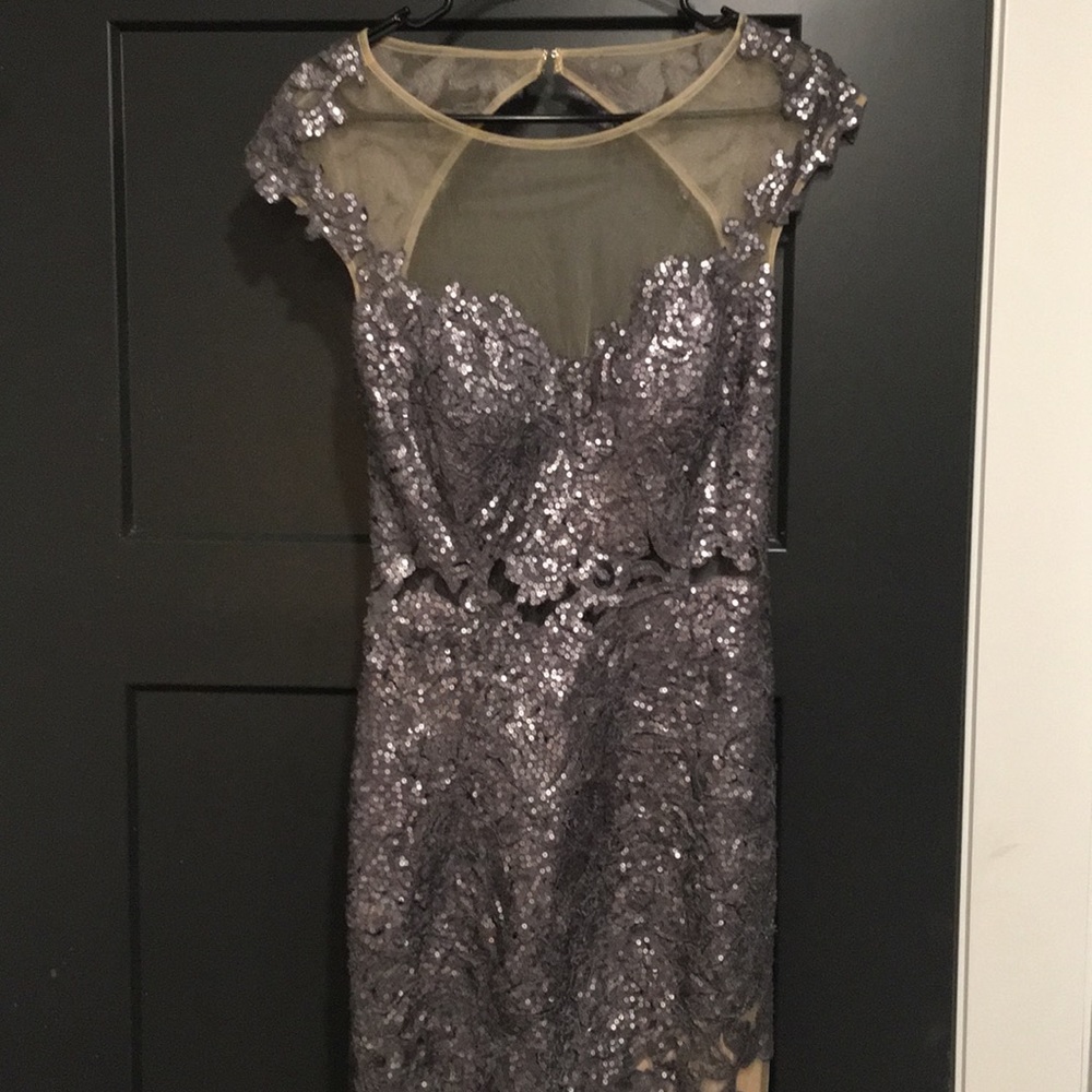 Gunmetal embroidered formal dress